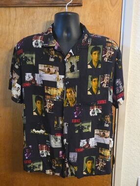 Scarface Shoe Palace Men's Viscose Men's Print Short Sleeve Shirt Size XL